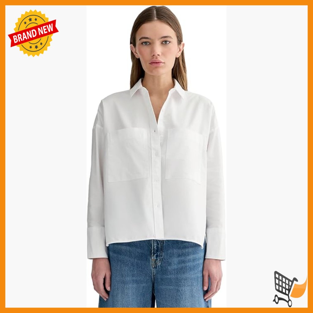 Oversized Organic Cotton Button-Down Oxford Shirt Women's Casual Blouse